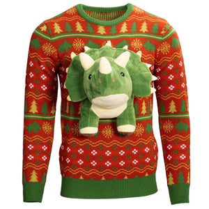 3D Triceritops Dinosaur Ugly Christmas Sweater