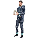 Ugly Christmas Sweater Style Fair Isle Jumpsuit Adult Union Suit Unisex Pajamas