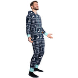 Ugly Christmas Sweater Style Fair Isle Jumpsuit Adult Union Suit Unisex Pajamas