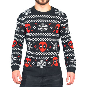 Deadpool Holiday Snow Stripes Ugly Christmas Sweater