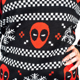 Women's Deadpool Holiday Snow Stripes Ugly Christmas Sweater