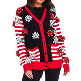 Ugly Christmas Sweater Gift Wrapping Bow Cardigan