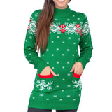 Festive Snowflakes Womens Ugly Christmas Sweater Dress