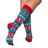 Humping Reindeer Adult Ugly Christmas Socks Blue and Red