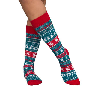 Humping Reindeer Adult Ugly Christmas Socks Blue and Red