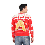 Red 3-D Ugly Christmas Sweater with Stuffed Moose