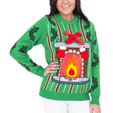 Women's LED Fireplace Ugly Christmas Sweater