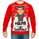 Mens #Elfie Hashtag Ugly Christmas Sweater