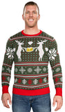 Reindeer Cheers Holiday Season Snowflakes Adult Unisex Fully Knitted Ugly Christmas Sweater