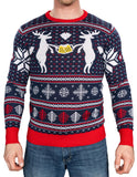 Reindeer Cheers Holiday Season Snowflakes Adult Unisex Fully Knitted Ugly Christmas Sweater