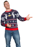 Reindeer Cheers Holiday Season Snowflakes Adult Unisex Fully Knitted Ugly Christmas Sweater