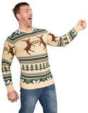 Reindeer Cheers Holiday Season Snowflakes Adult Unisex Fully Knitted Ugly Christmas Sweater