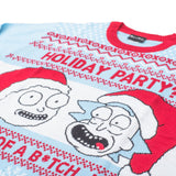 Womens's Rick and Morty Holiday Party Light Blue Ugly Christmas Sweater