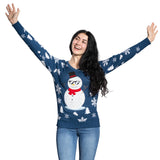 Women's Sequin Snowman Cool Ugly Christmas Sweater