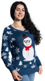 Women's Sequin Snowman Cool Ugly Christmas Sweater