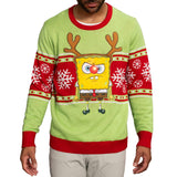 Spongebob LED Reindeer Nose Ugly Christmas Sweater