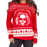 Women's The Big Lebowski The Dude Abides Ugly Christmas Sweater