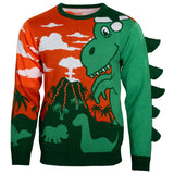 3D T-Rex Light Up Volcano Ugly Christmas Sweater