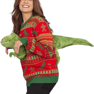 Women's 3D T-Rex Plushie Ugly Christmas Sweater