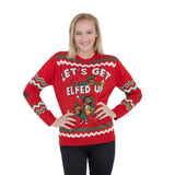 Women's Let's Get Elfed Up Drunken Elves Ugly Christmas Sweater