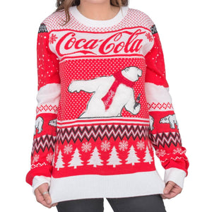 Women's Coca-Cola Polar Bear Coke and Trees Ugly Christmas Sweater