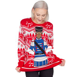 Women's Flappy Drummer Boy Animated Ugly Christmas Sweater