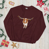 Hooked on Holiday Lights - Longhorn and Ornaments (Unisex Sweatshirt)