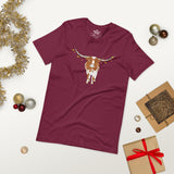 Hooked on Holiday Lights - Longhorn and Ornaments (Unisex Jersey Short Sleeve Tee Shirt)