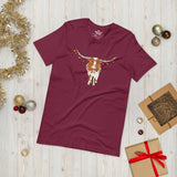 Hooked on Holiday Lights - Longhorn and Ornaments (Unisex Jersey Short Sleeve Tee Shirt)